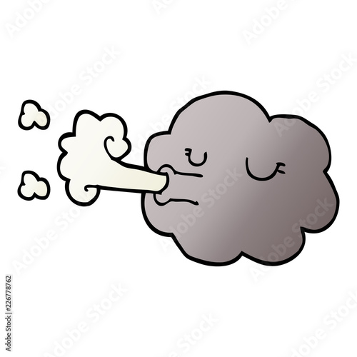 cartoon doodle cloud blowing a gale