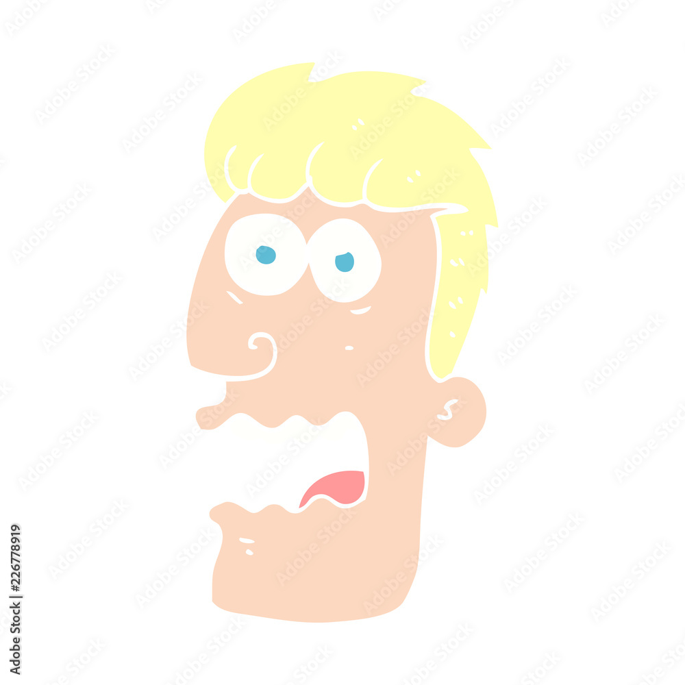 flat color illustration of a cartoon shocked man flat color illustration of a cartoon shocked man