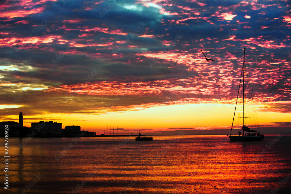 Spectacular sunset over trieste gulf Spectacular sunset over trieste gulf