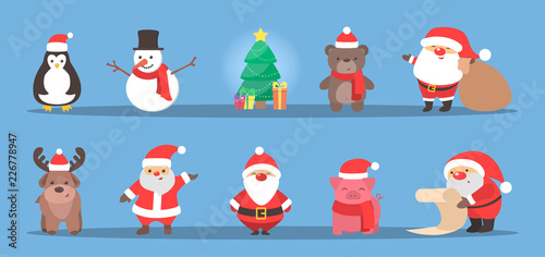 Cute christmas character celebrating a holiday set.