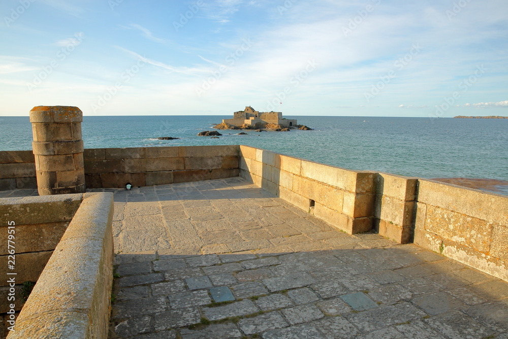 The Fort National viewed from the ramparts, located around the walled city of Saint Malo, Brittany, France