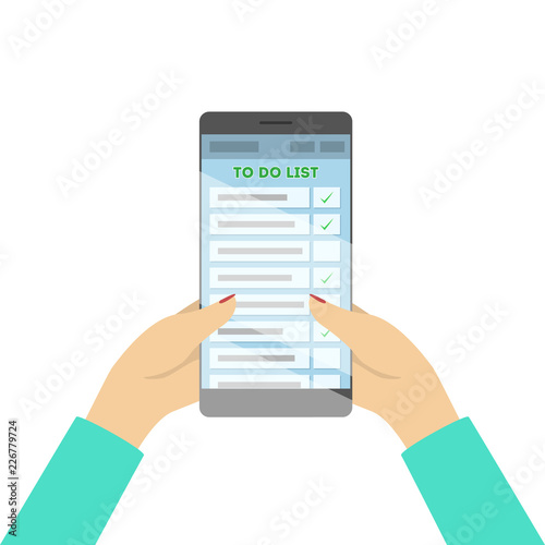 Mobile phone with to do list on screen