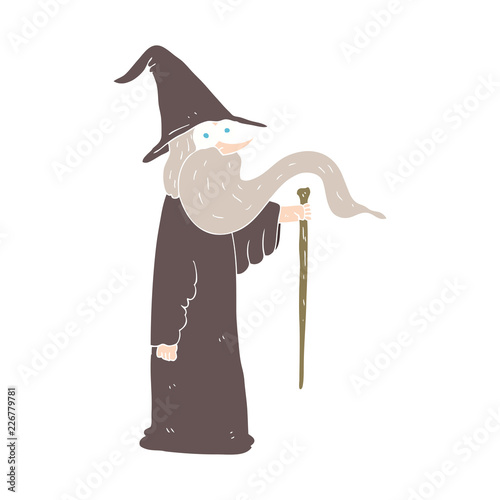 flat color illustration of a cartoon wizard