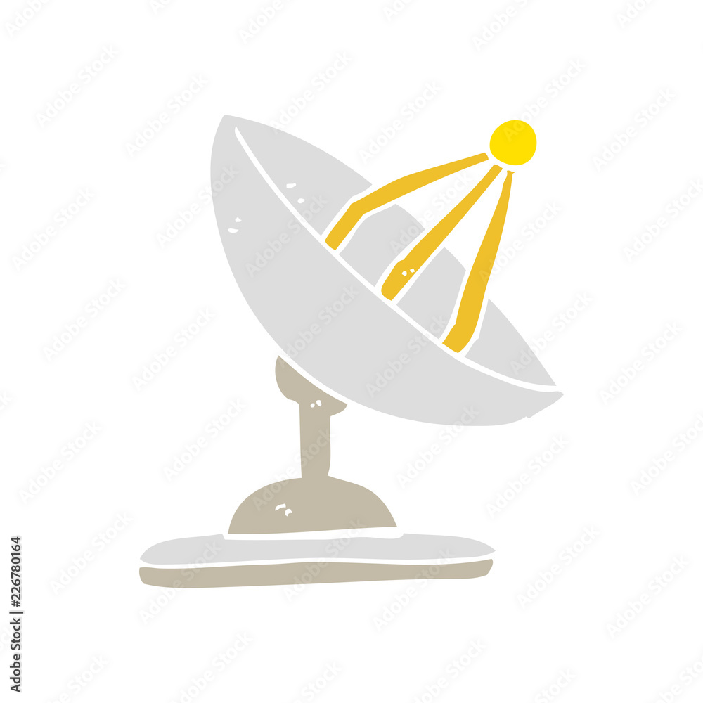 flat color illustration of a cartoon satellite dish flat color illustration of a cartoon satellite dish