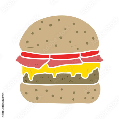 flat color style cartoon stacked burger