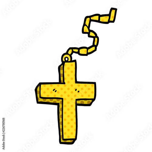 cartoon doodle gold crucifix