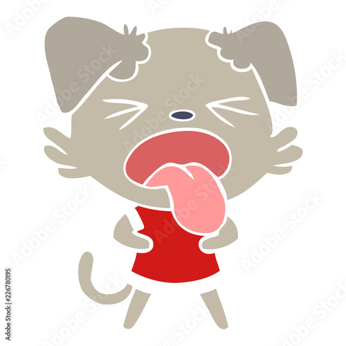flat color style cartoon disgusted dog