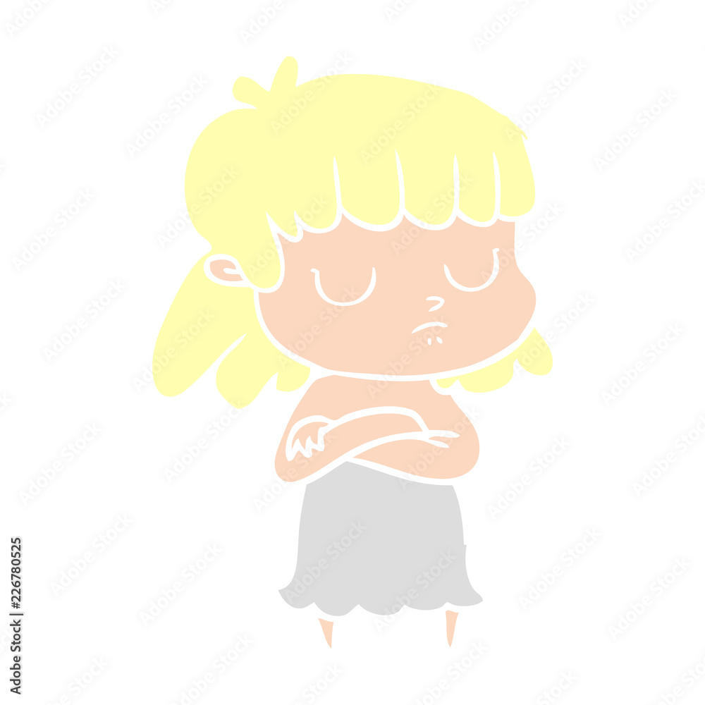 flat color style cartoon indifferent woman flat color style cartoon indifferent woman