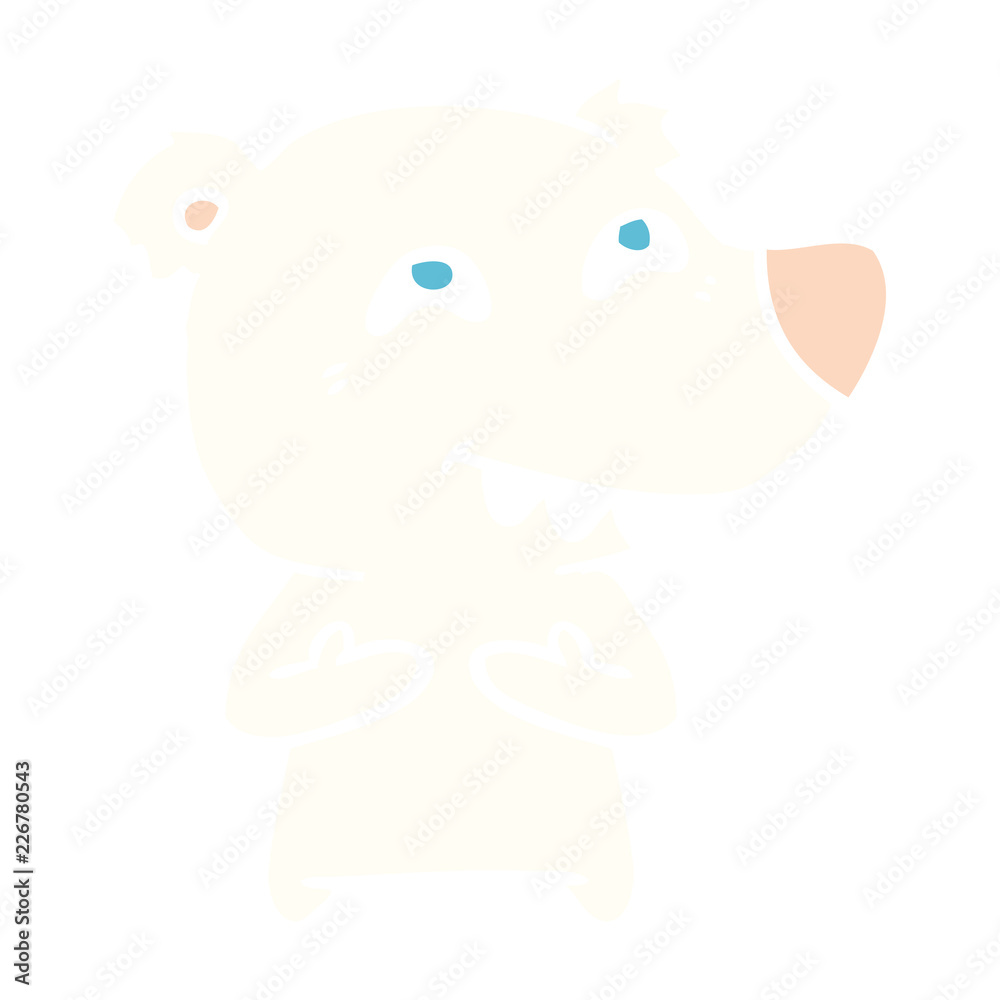 flat color style cartoon polar bear showing teeth flat color style cartoon polar bear showing teeth