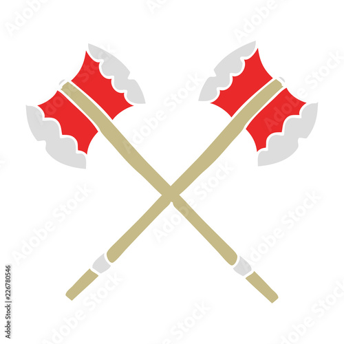 flat color illustration of a cartoon axes