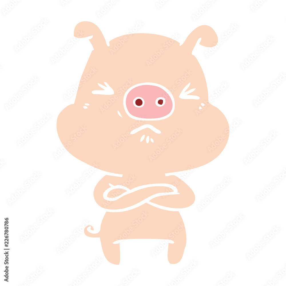 flat color style cartoon angry pig flat color style cartoon angry pig