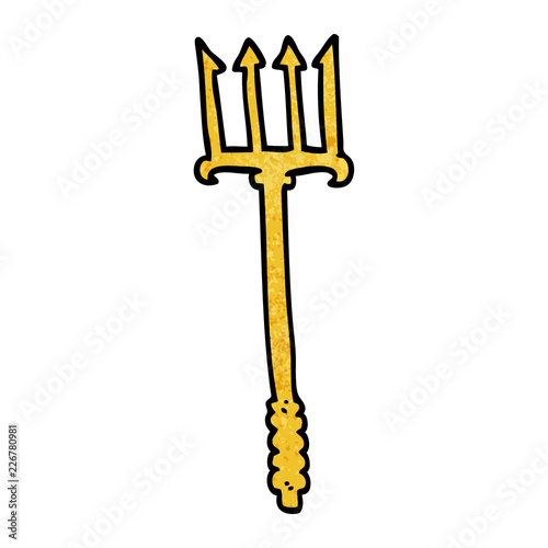 cartoon doodle gold trident