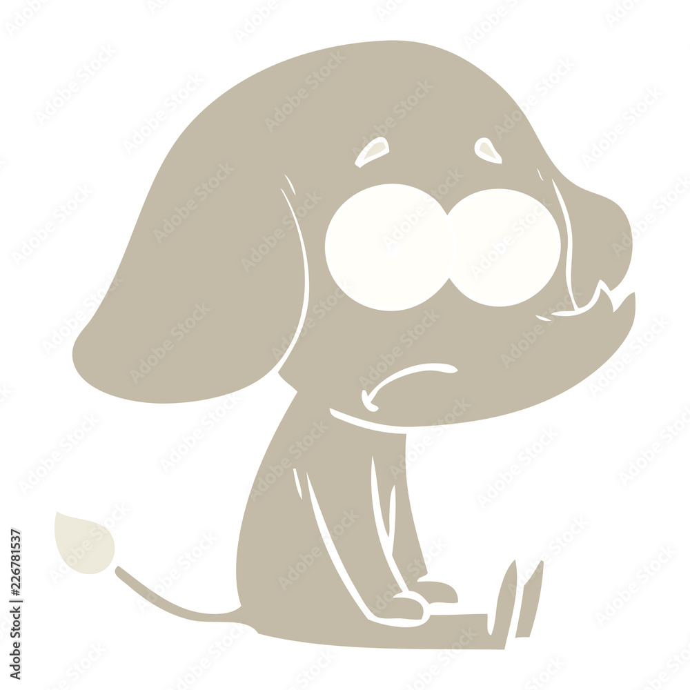 flat color style cartoon unsure elephant sat on floor flat color style cartoon unsure elephant sat on floor