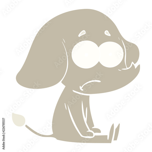 flat color style cartoon unsure elephant sat on floor