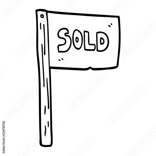 line drawing cartoon sold sign