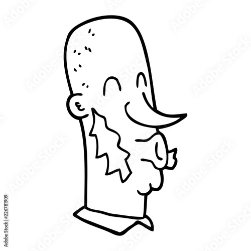 line drawing cartoon man with side burns
