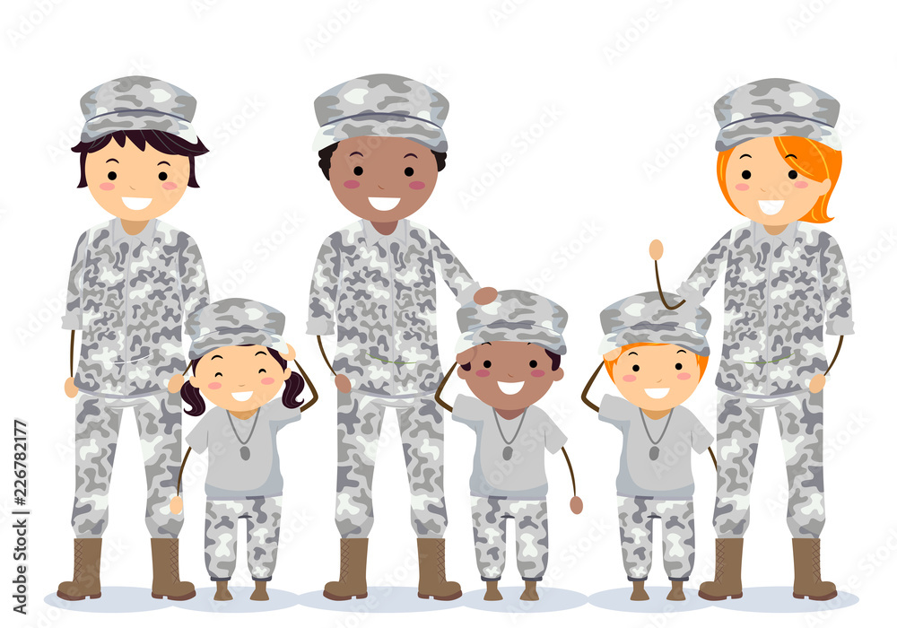 Military Stick Figure Family