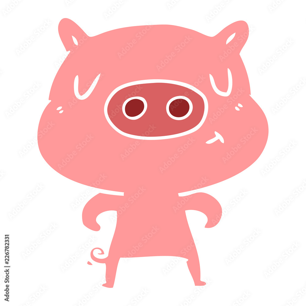 flat color style cartoon content pig flat color style cartoon content pig