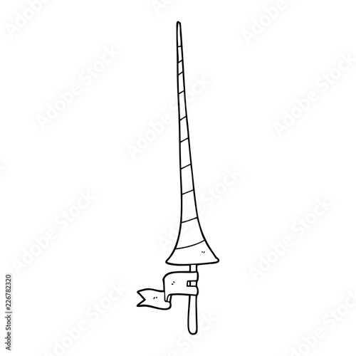 line drawing cartoon medieval lance
