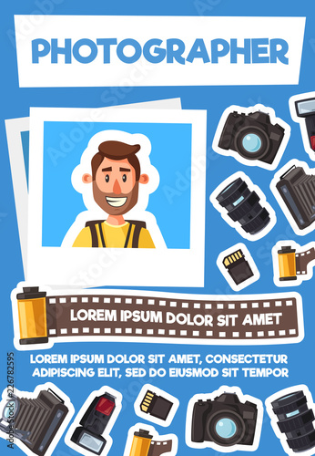 Photographer and photo equipment, vector
