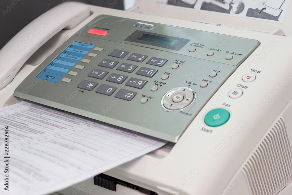 The fax machine for Sending documents in the office concept equipment needed in office The fax machine for Sending documents in the office concept equipment needed in office