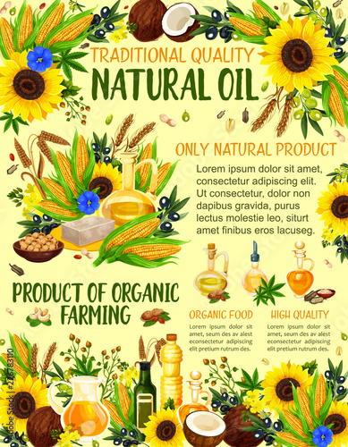 Organic farm vegetable oil, vector