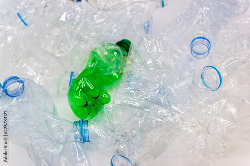 Waste from plastic bottles for recycling will be recycled  Concept of recycling the Empty used plastic bottle   