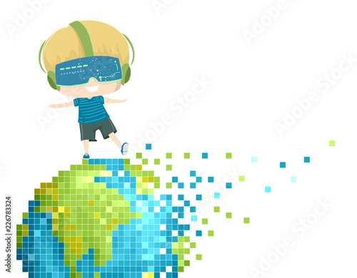 Kid Boy Earth Pixel Art Ill...