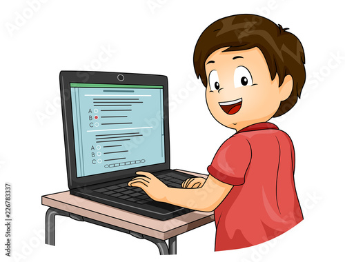 Kid Boy Computer Based Test Illustration