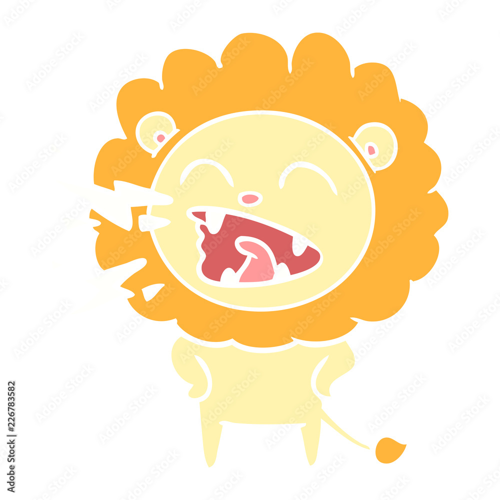 Obraz premium flat color style cartoon roaring lion