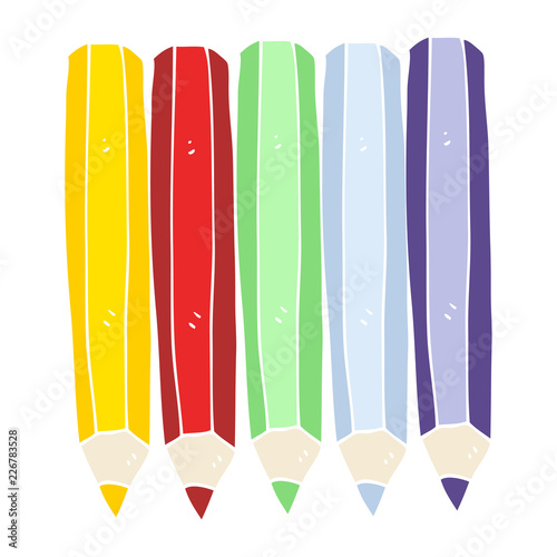 flat color illustration of a cartoon color pencils
