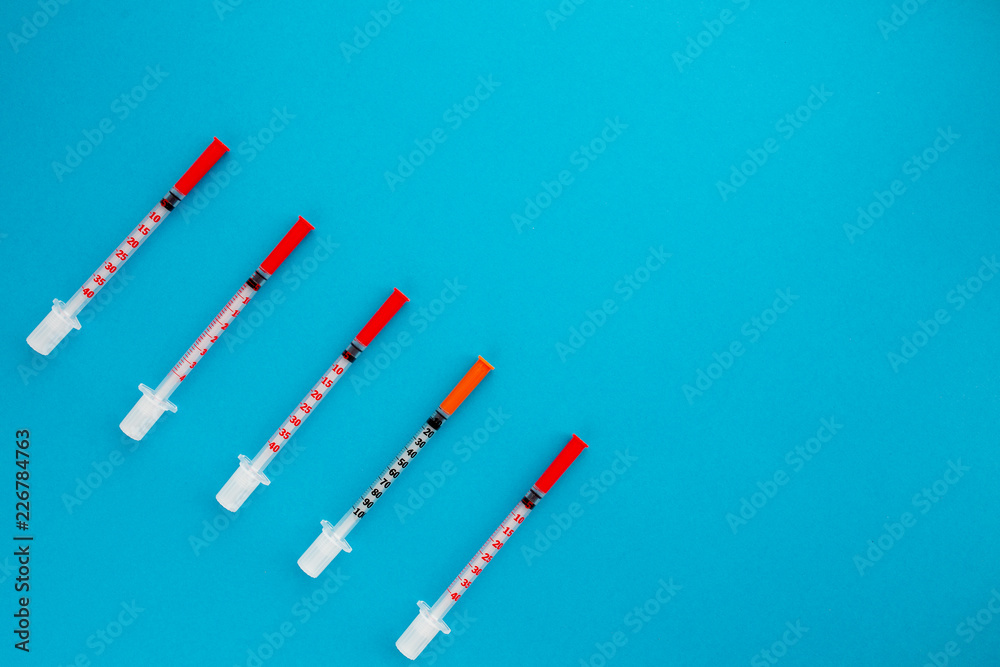Flat lay of medical instruments on blue background. Mock up health care medical background. Flat lay of medical instruments on blue background. Mock up health care medical background.