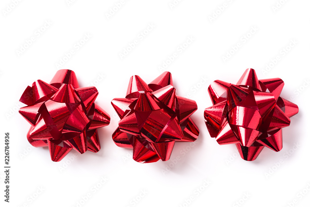 Red ribbon gift box isolated on white background Red ribbon gift box isolated on white background