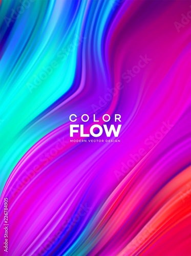 Modern colorful flow poster. Wave Liquid shape in color background. Art design for your design project. Vector illustration