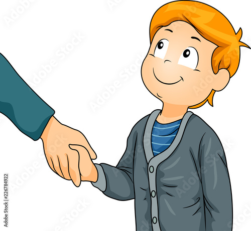Kid Boy Greet Shake Hands Illustration