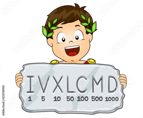 Kid Boy Roman Numeral System Illustration