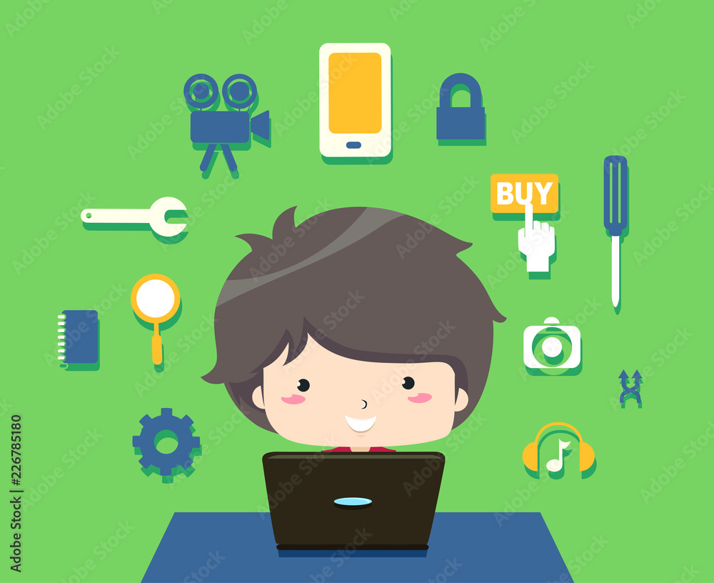 Kid Boy App Development Illustration Kid Boy App Development Illustration