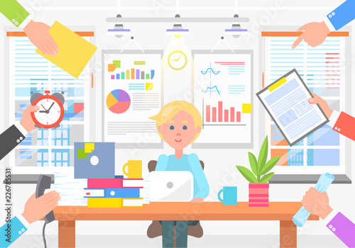 Office Worker and Colleagues that Ask for Help