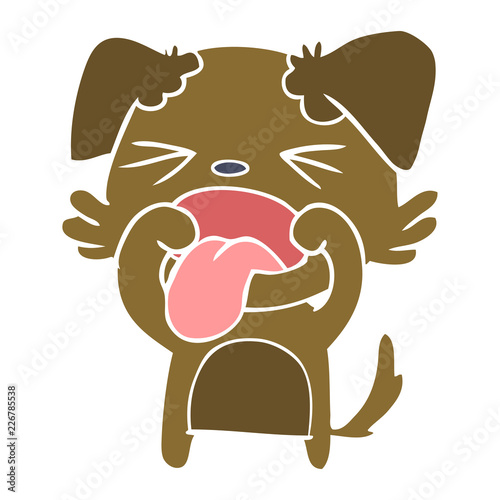 flat color style cartoon disgusted dog