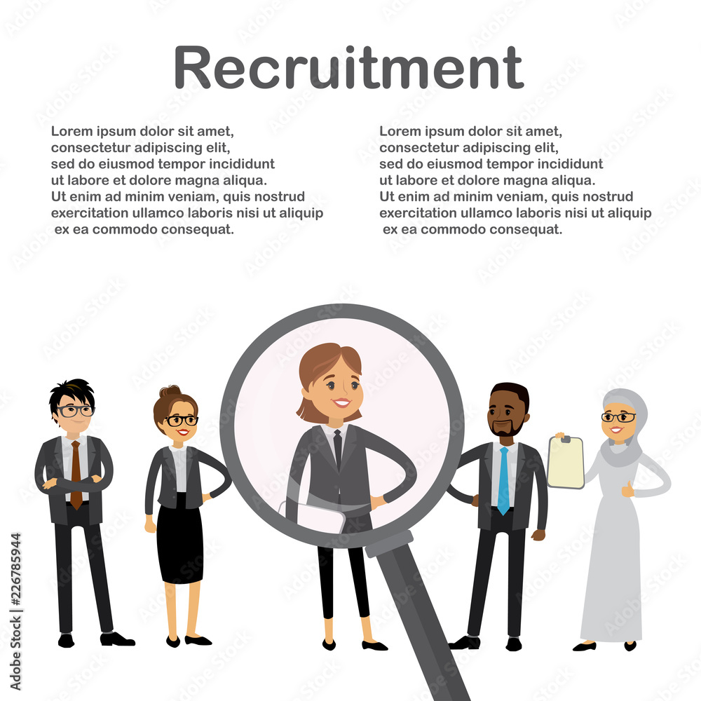 recruitment concept,multicultural characters. recruitment concept,multicultural characters.