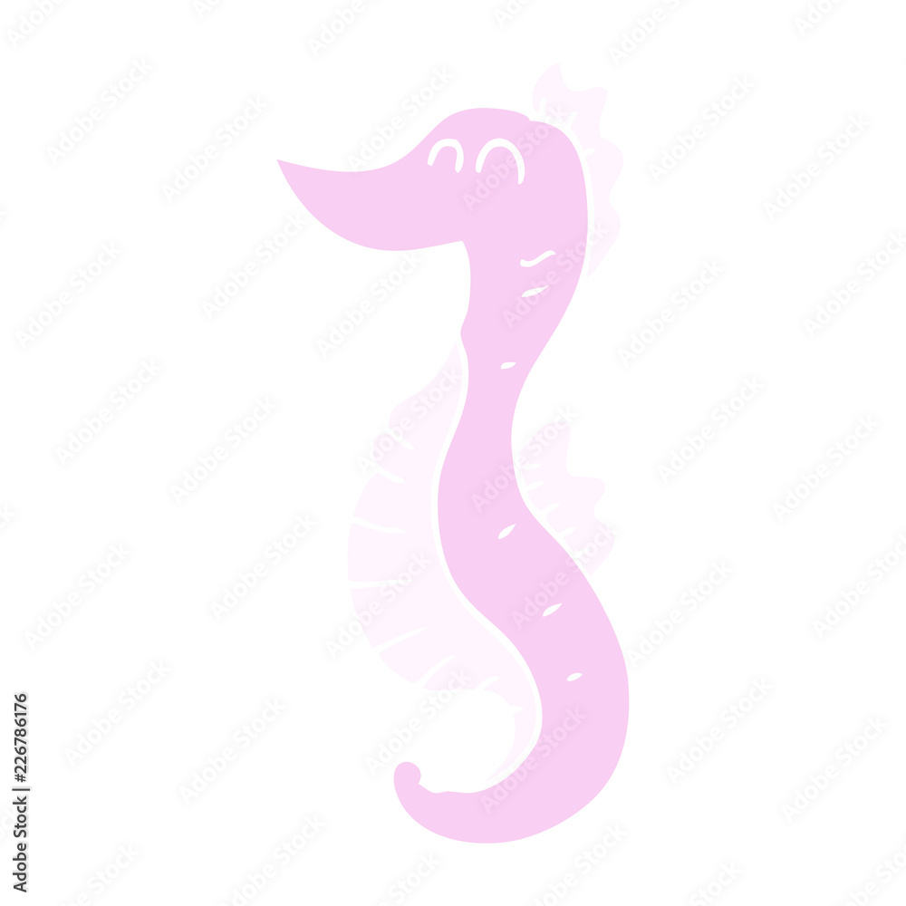 Fototapeta premium flat color illustration of a cartoon seahorse