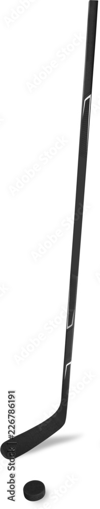 Ice Hockey Stick and Puck, Isolated on Transparent Background