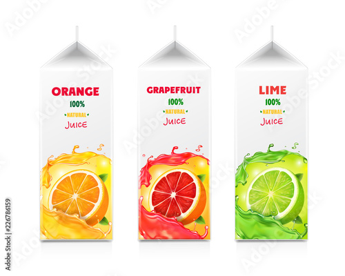 Citrus fruit package vector set of templates.