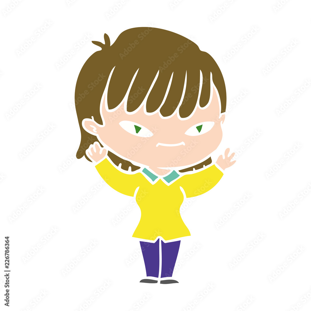 flat color style cartoon woman flat color style cartoon woman