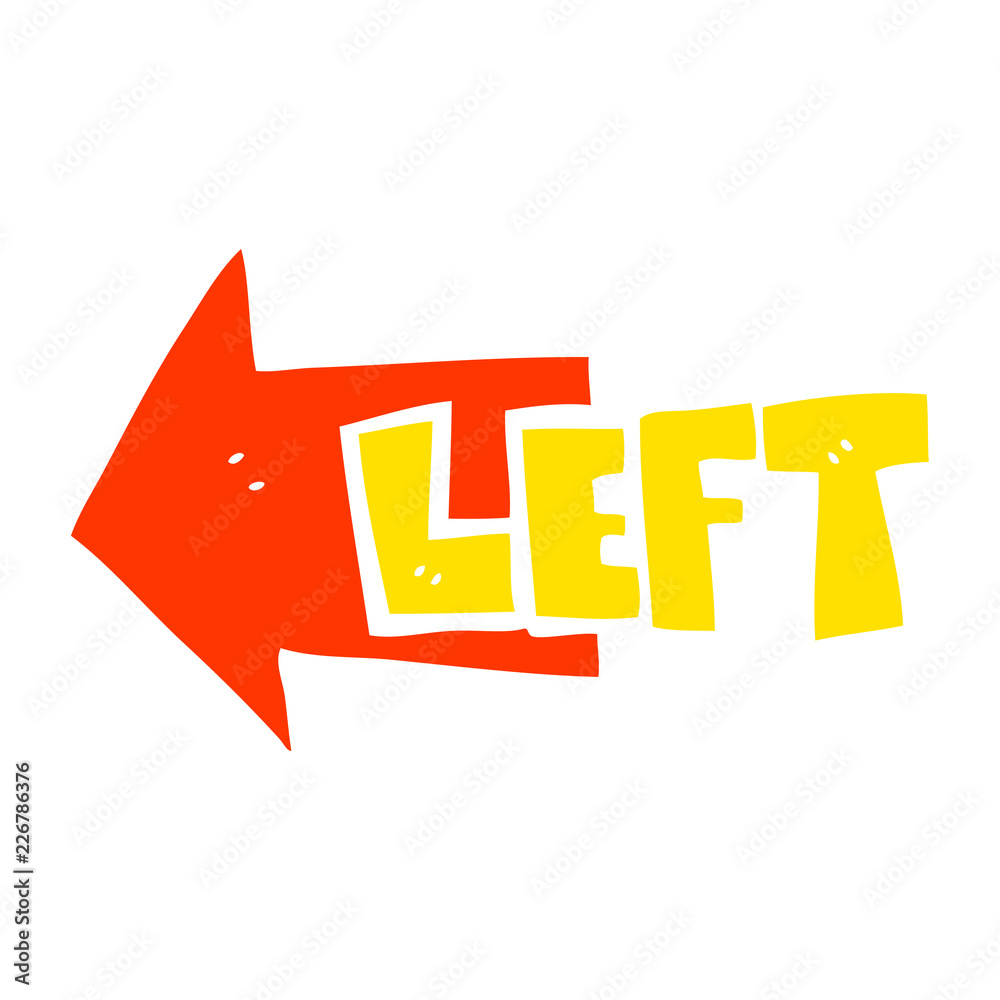 flat color illustration of a cartoon left symbol flat color illustration of a cartoon left symbol