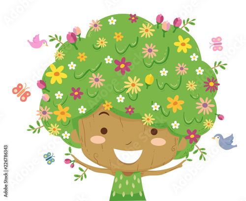 Kid Girl Tree Season Spring...