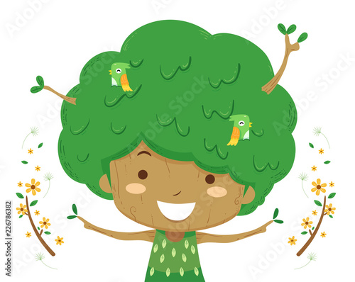 Kid Girl Tree Season Summer...