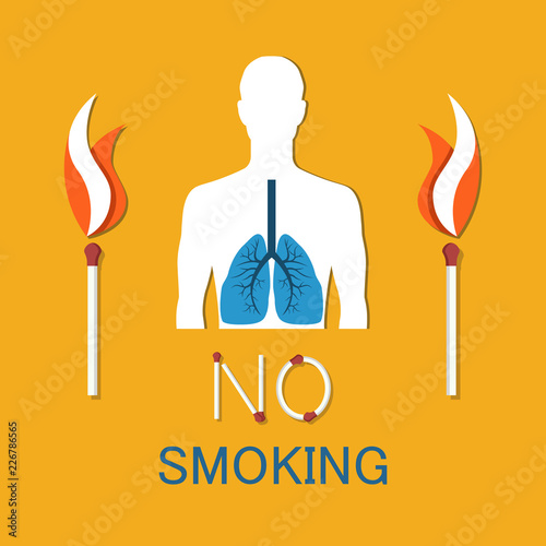 No Smoking Poster Human Damaged Lung Banner Vector