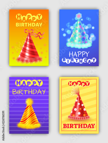 Set of Congratulation Caps Templates Vector Hats