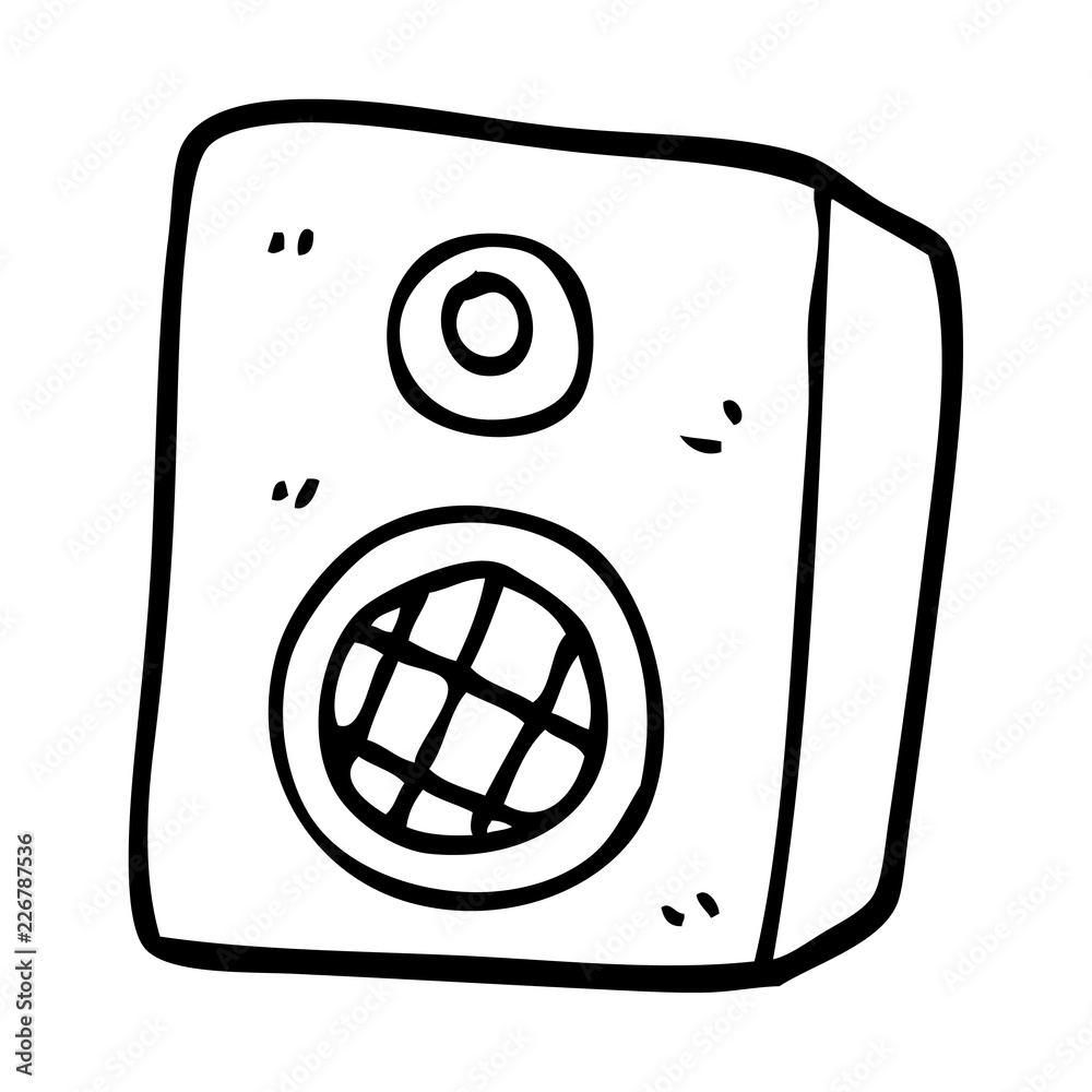 line drawing cartoon music speaker Stock Vector | Adobe Stock